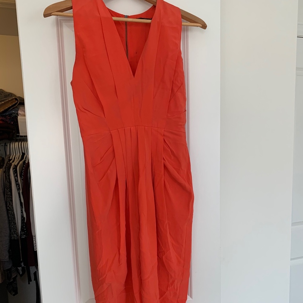 100% Silk tulip style coral pink dress